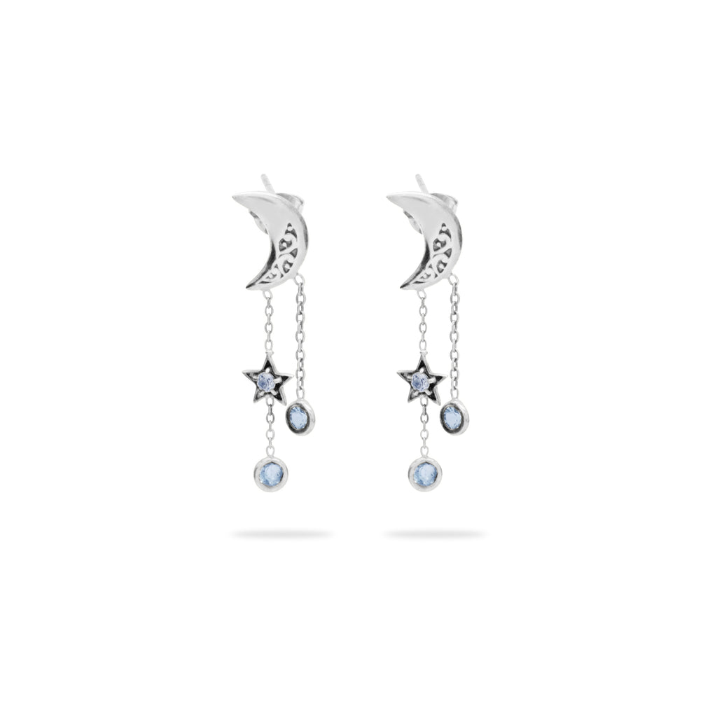 Anting Stud Perak 925 Koleksi Celestial Bulan Bintang