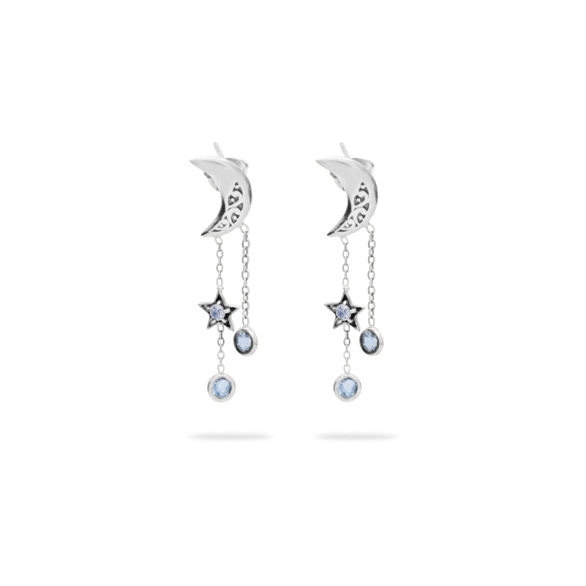 Anting Stud Perak 925 Koleksi Celestial Bulan Bintang