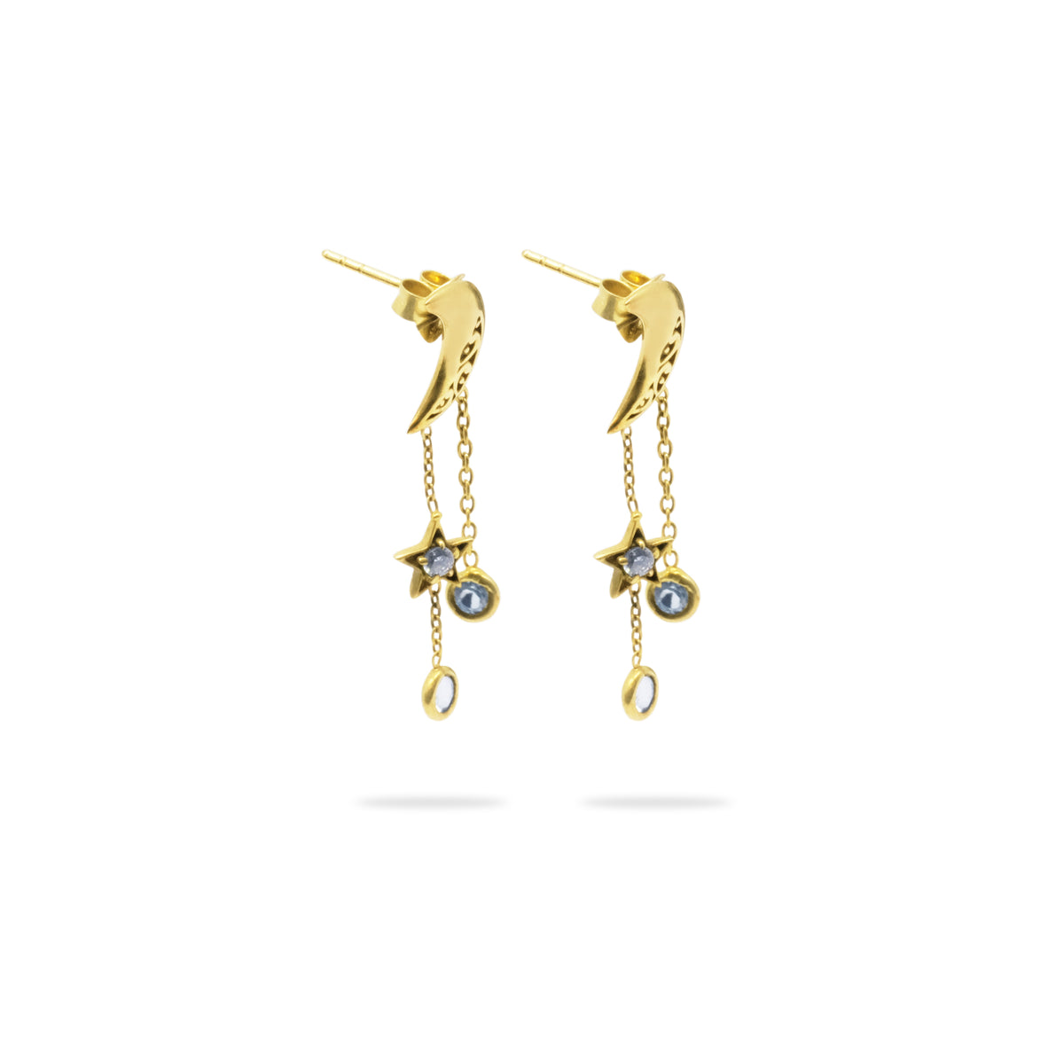 Anting Stud Perak 925 Koleksi Celestial Bulan Bintang