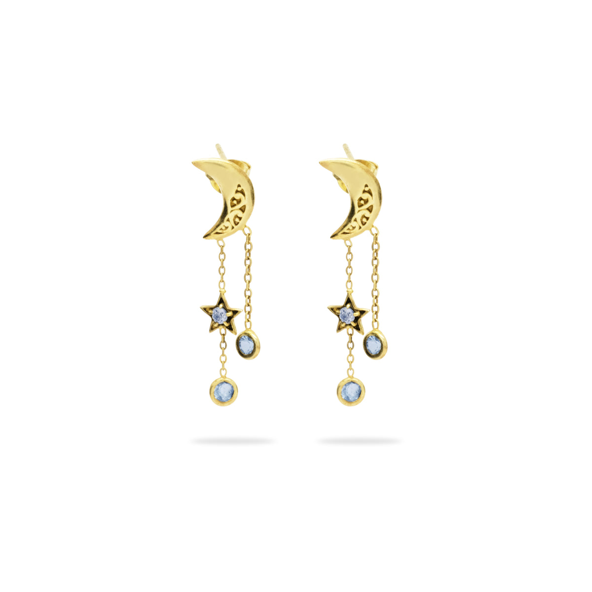 Anting Stud Perak 925 Koleksi Celestial Bulan Bintang