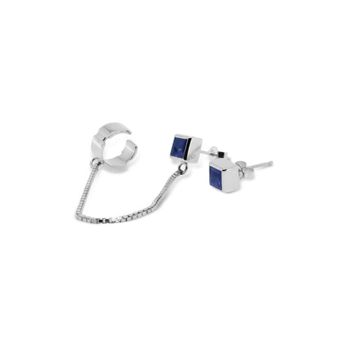 925 Silver Earcuff Earrings with Aeon Iolite Gemstone Collection