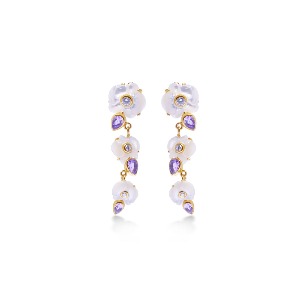 Anting Dangling Perak 925 Koleksi Anggrek Gold Plated