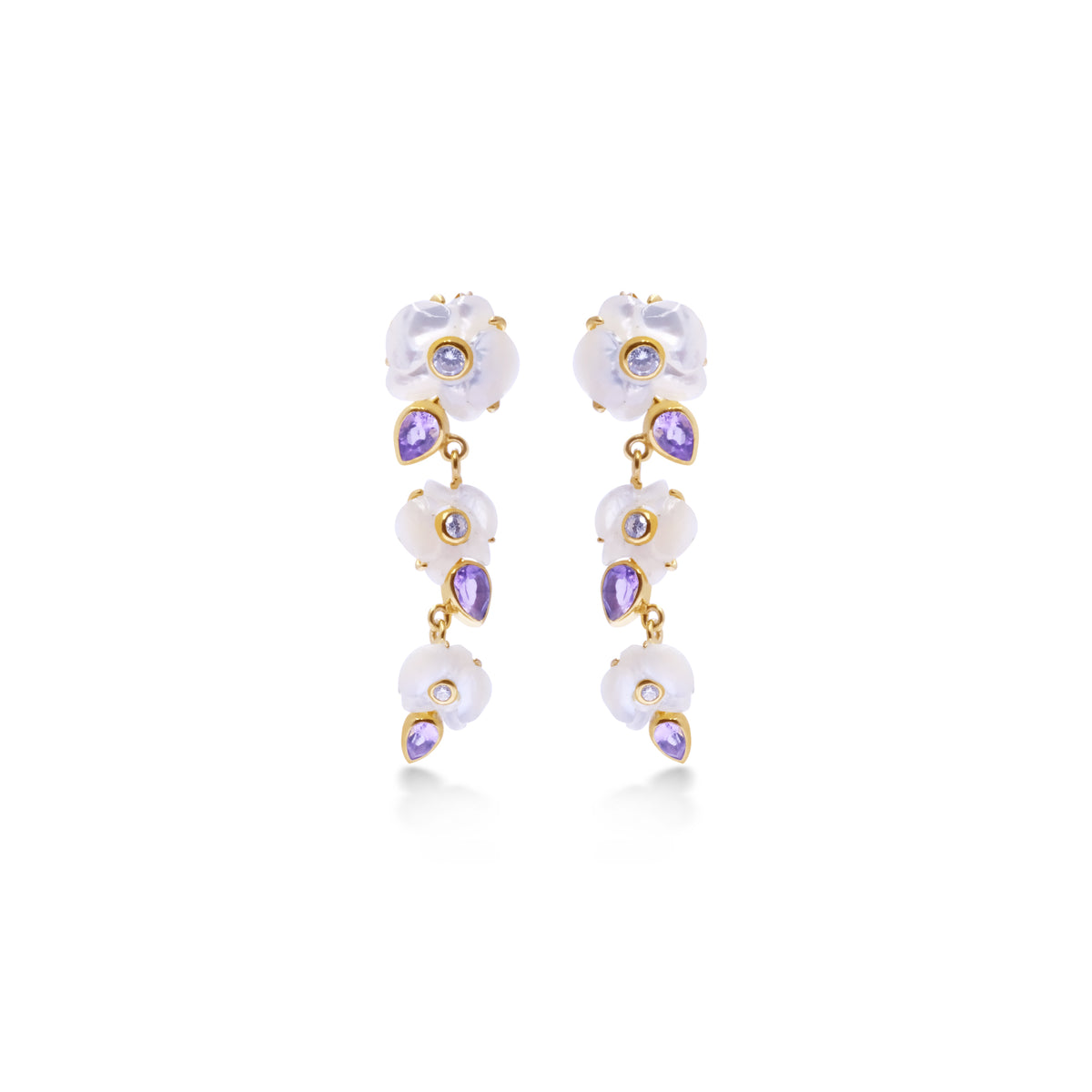 Anting Dangling Perak 925 Koleksi Anggrek Gold Plated