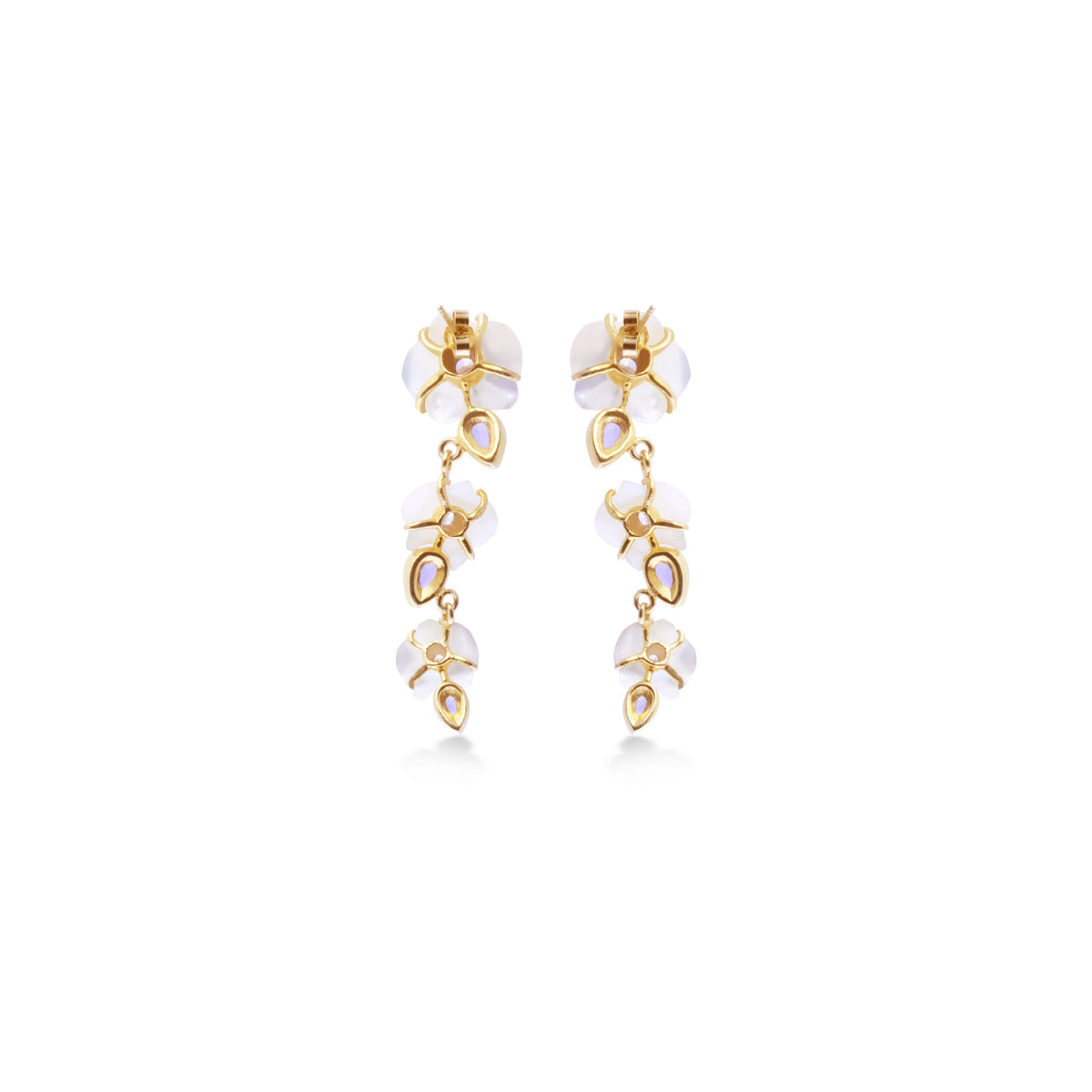 Anting Dangling Perak 925 Koleksi Anggrek Gold Plated