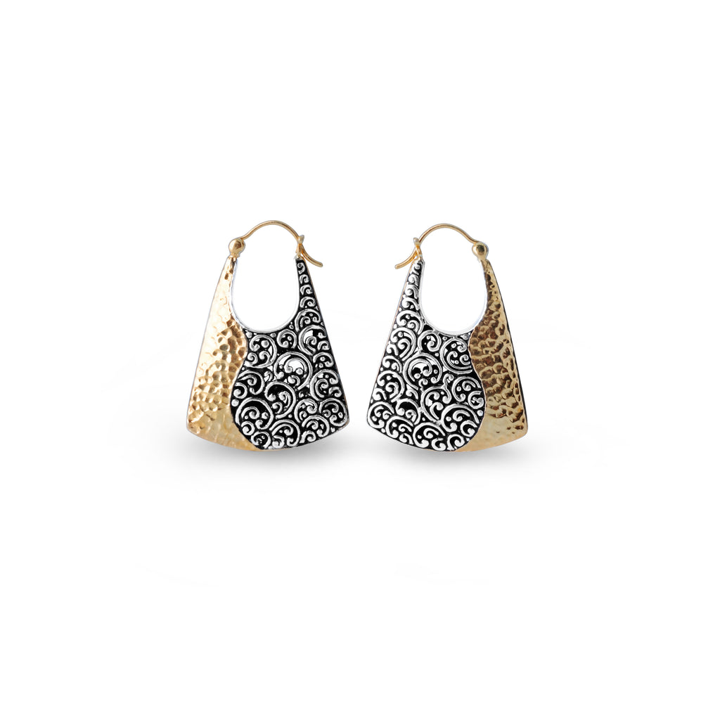 Large 925 Silver Hoop Earrings Ayung Collection