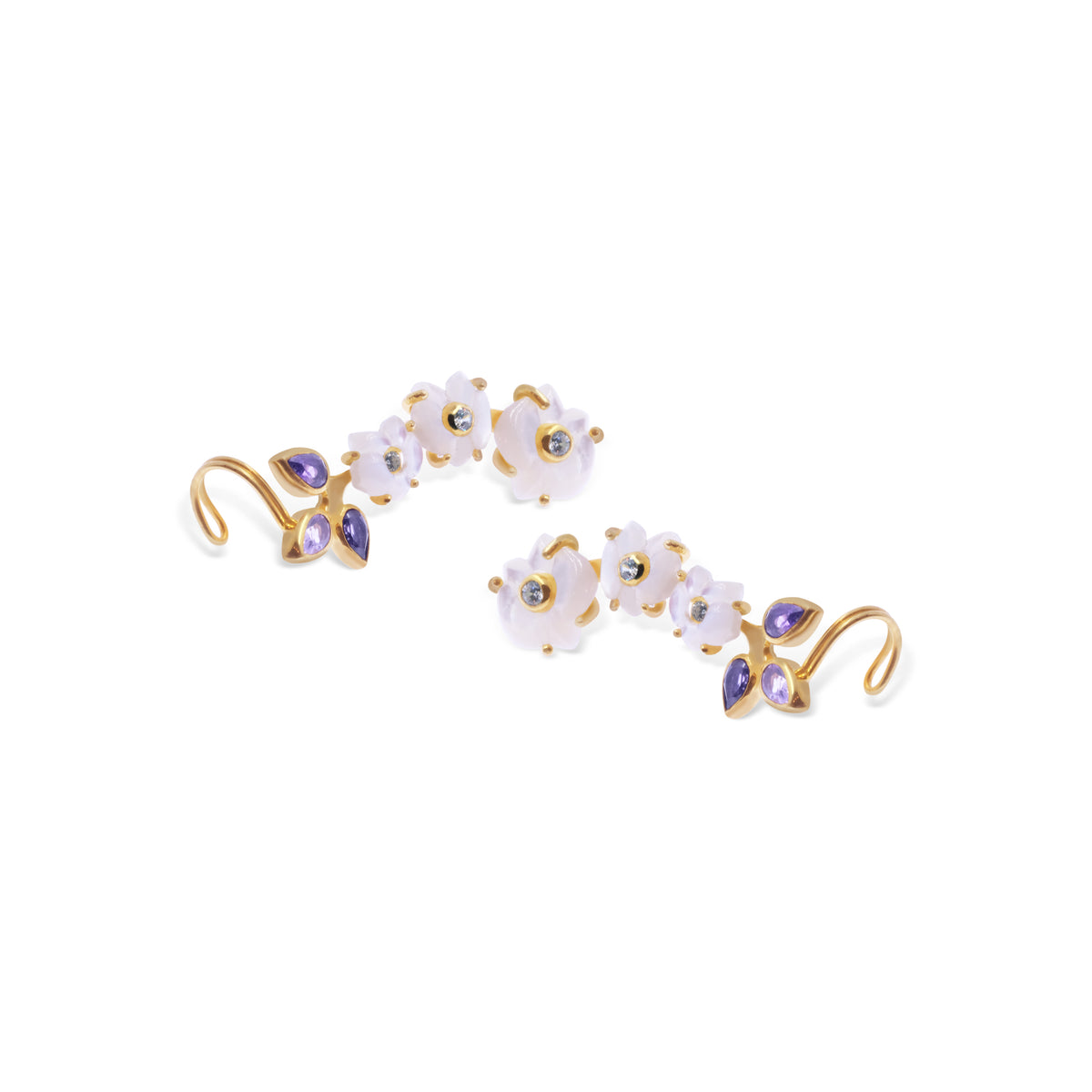 Anting Ear Climber Perak 925 Koleksi Anggrek Gold Plated