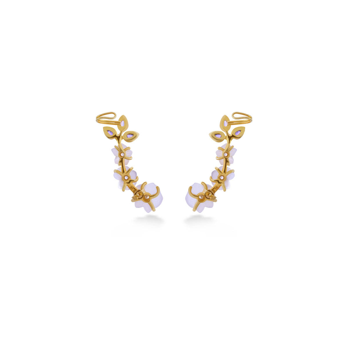 Anting Ear Climber Perak 925 Koleksi Anggrek Gold Plated