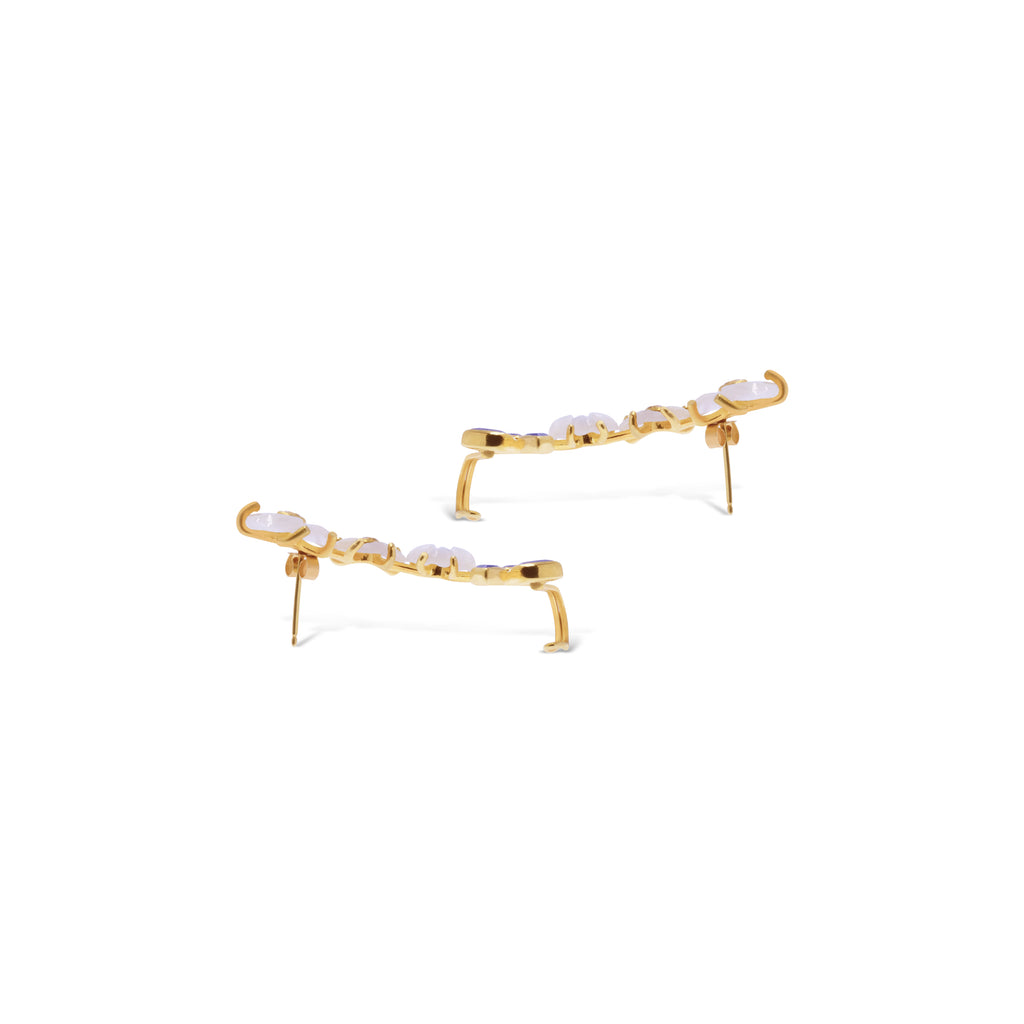 925 Silver Gold Plated Orchid Collection Ear Climber Earrings