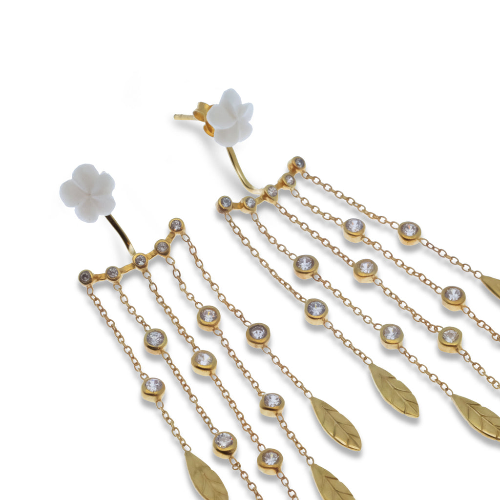 Anting Stud Chain Perak Koleksi Jepun Sterling Silver 925 Gold Plated