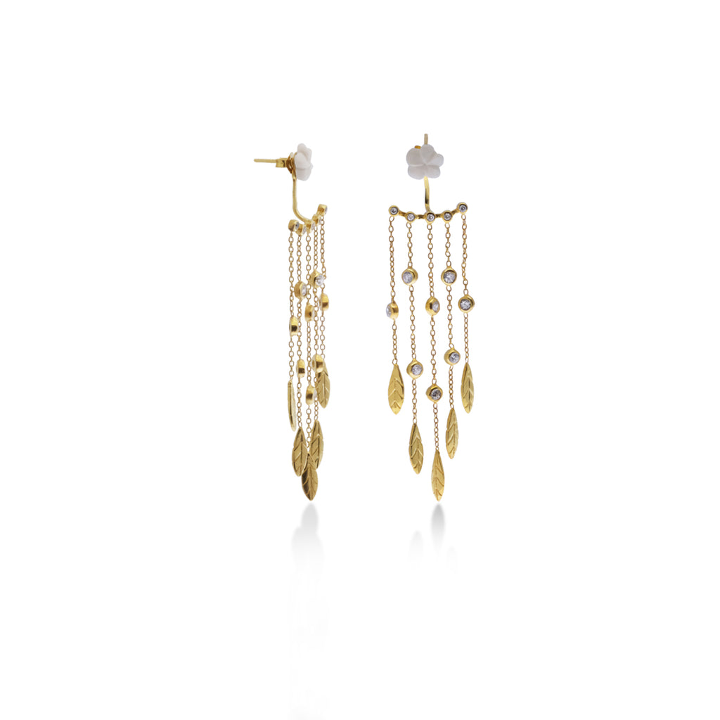 Anting Stud Chain Perak Koleksi Jepun Sterling Silver 925 Gold Plated