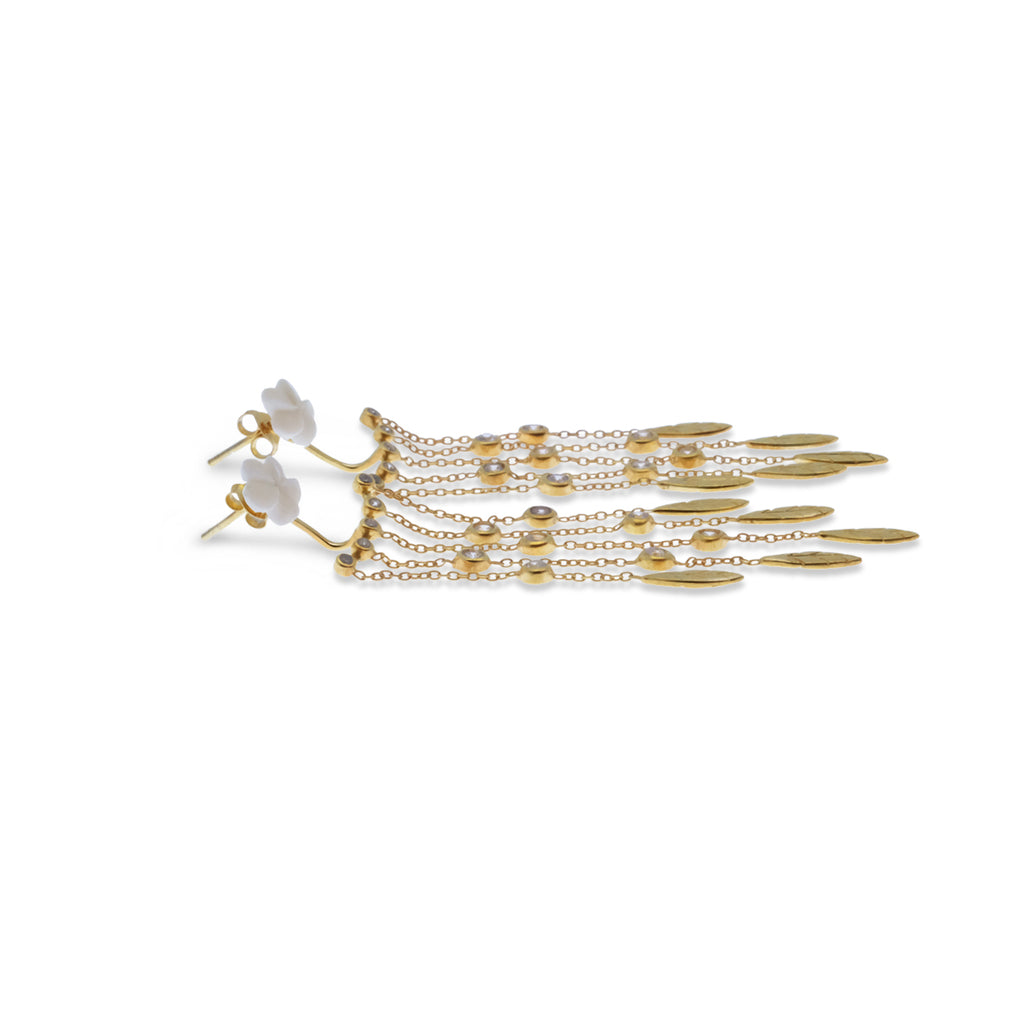 Anting Stud Chain Perak Koleksi Jepun Sterling Silver 925 Gold Plated