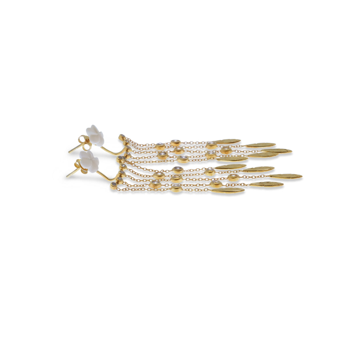 Anting Stud Chain Perak Koleksi Jepun Sterling Silver 925 Gold Plated