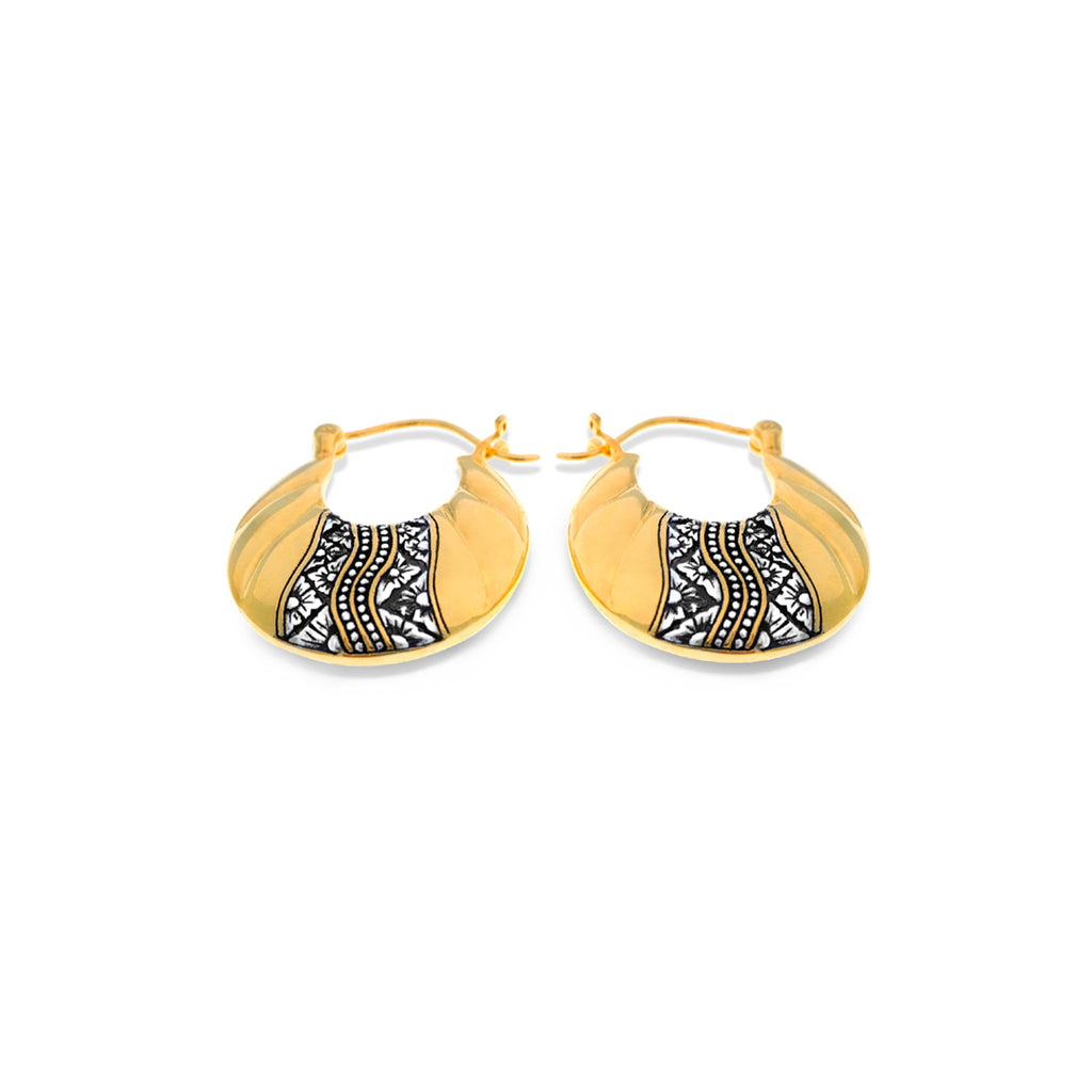 925 Silver Small Hoop Earrings Golden Snail Collection