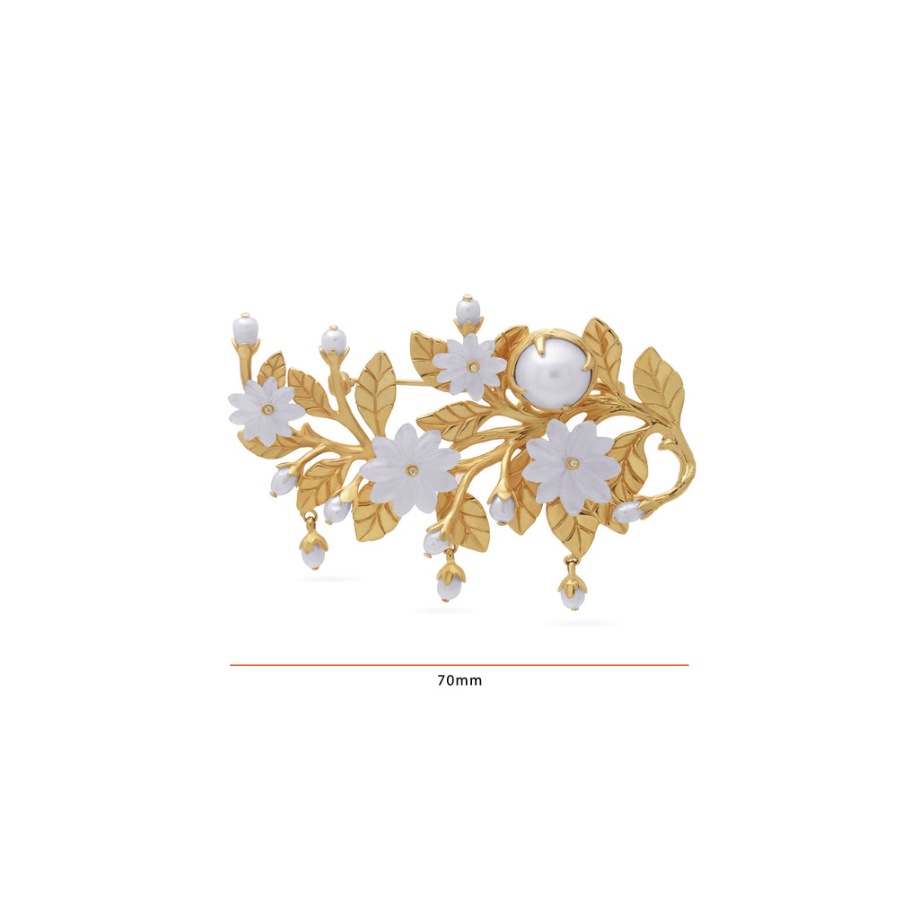 Bross Kecil Sedang Perak Koleksi Mutiara Melati Sterling Silver 925 Gold Plated