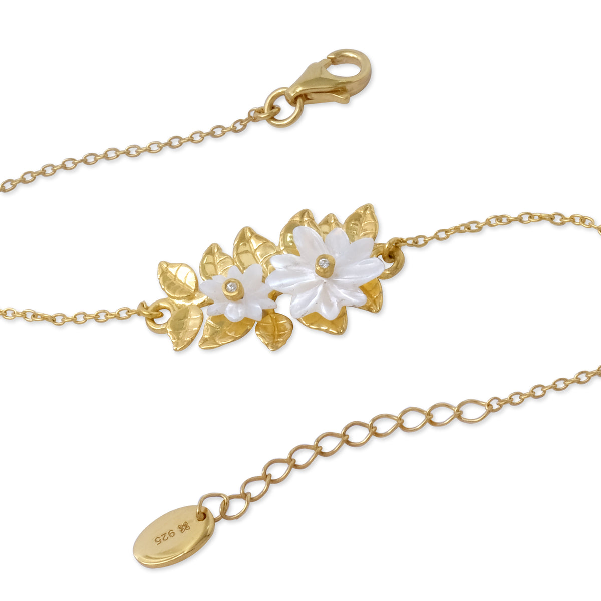 Gelang Rantai Perak Koleksi Mutiara Melati Sterling Silver 925 Gold Plated