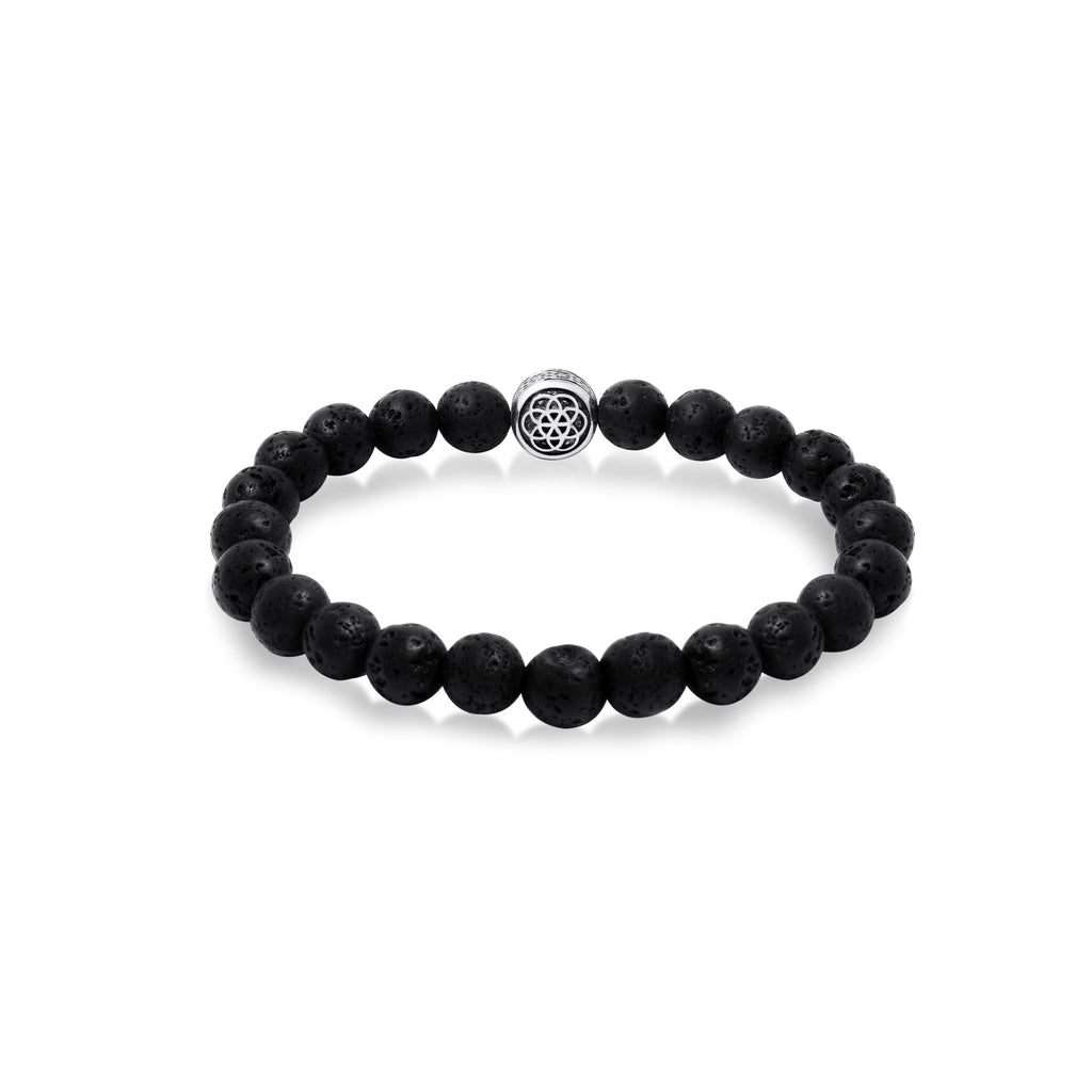 Sterling Silver New Design Tree Of Life Collection Silver Lava Bead Bracelet