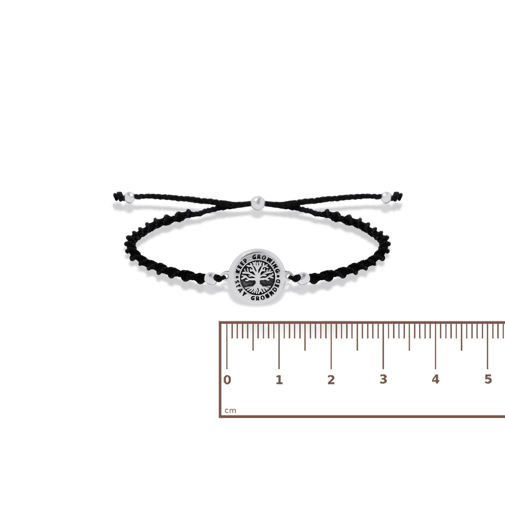Gelang Serut Tali Hitam Perak 925 Koleksi Tree Of Life New Design