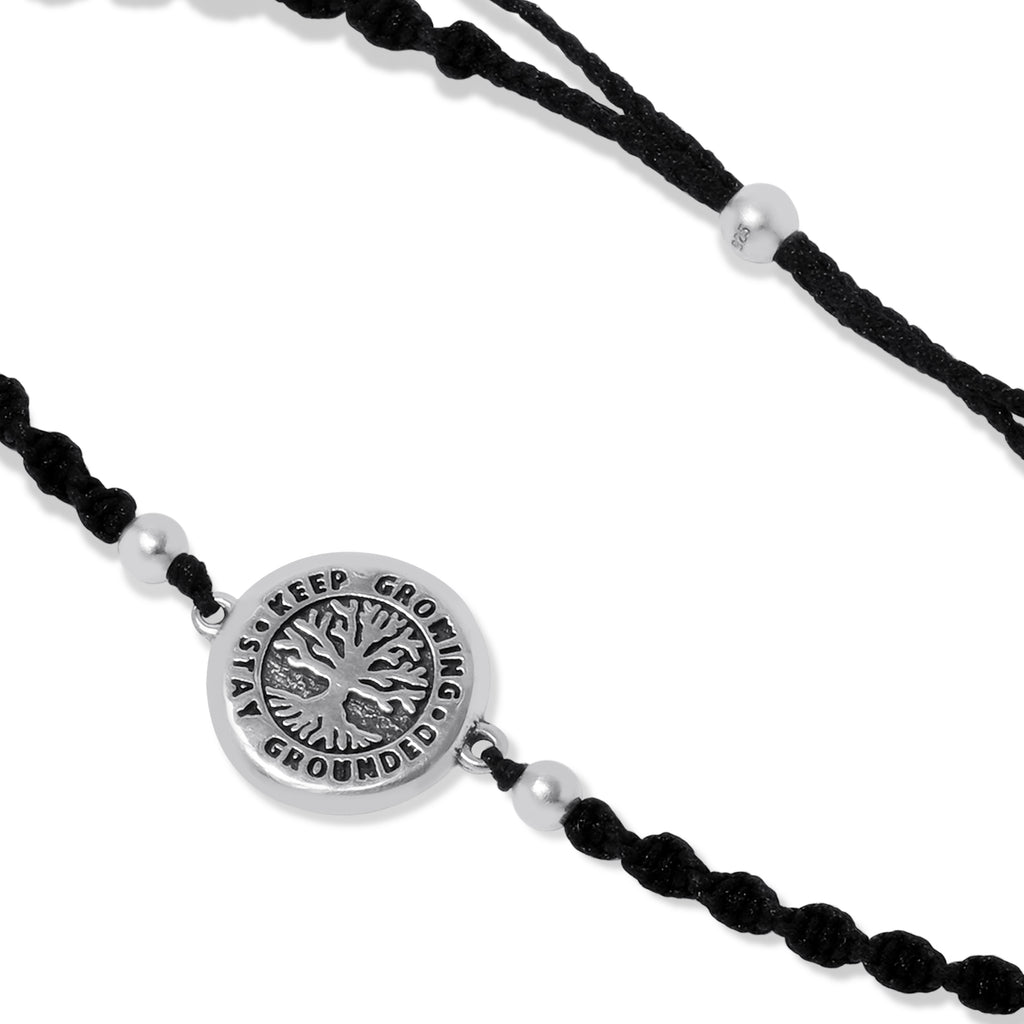 Gelang Serut Tali Hitam Perak 925 Koleksi Tree Of Life New Design