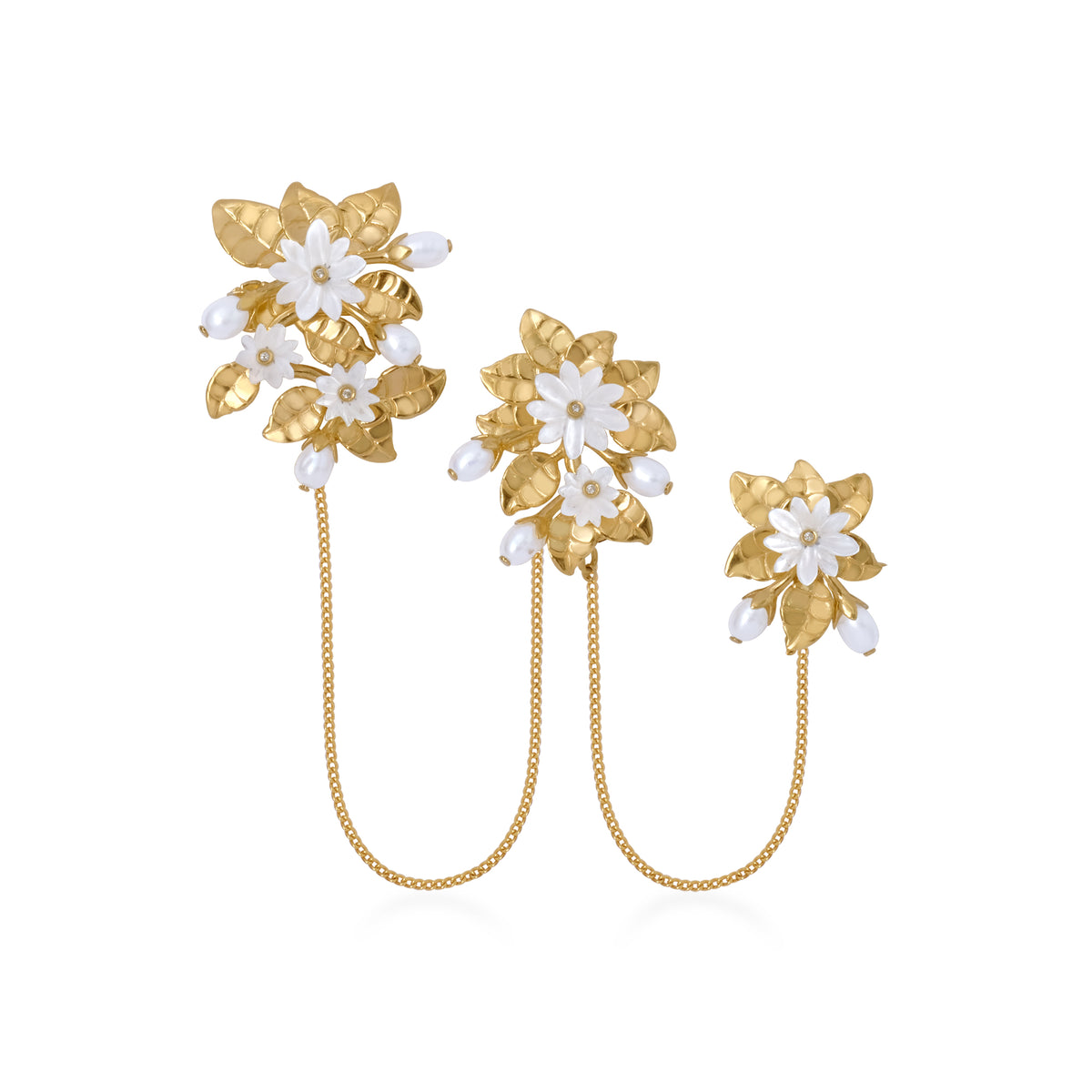 Triple Bross Perak Koleksi Mutiara Melati Sterling Silver 925 Gold Plated