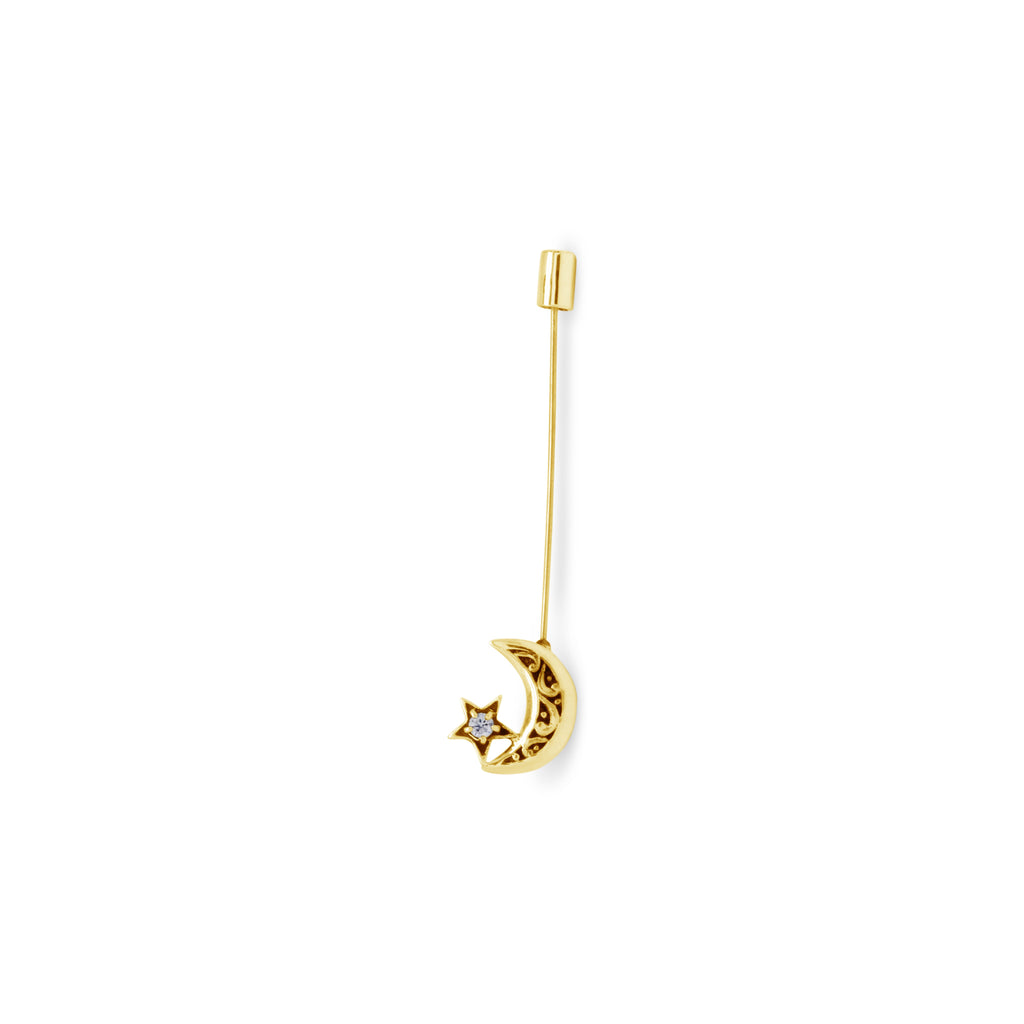 Celestial Moon Star Collection Sterling Silver 925 Brooch