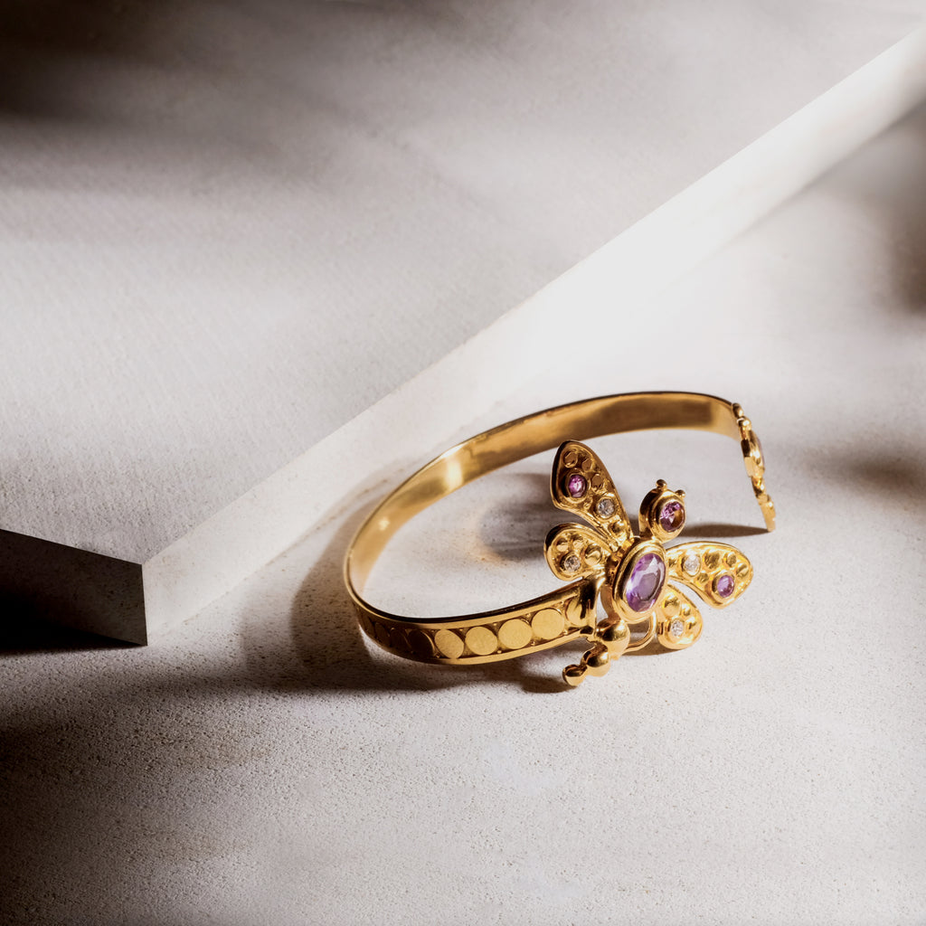 Gold Plated Sterling Silver 925 Dragonfly Collection Bracelet
