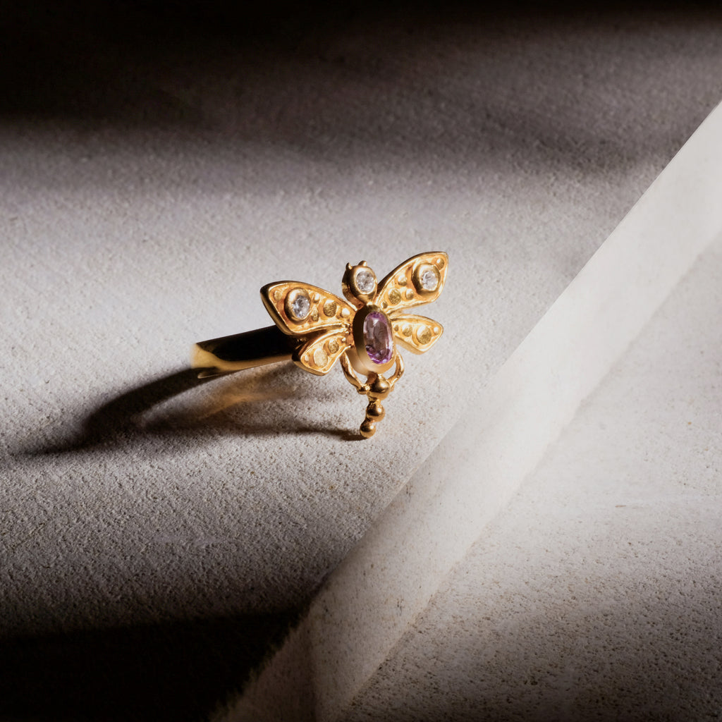 Gold-Plated Dragonfly Collection Ring Sterling Silver 925