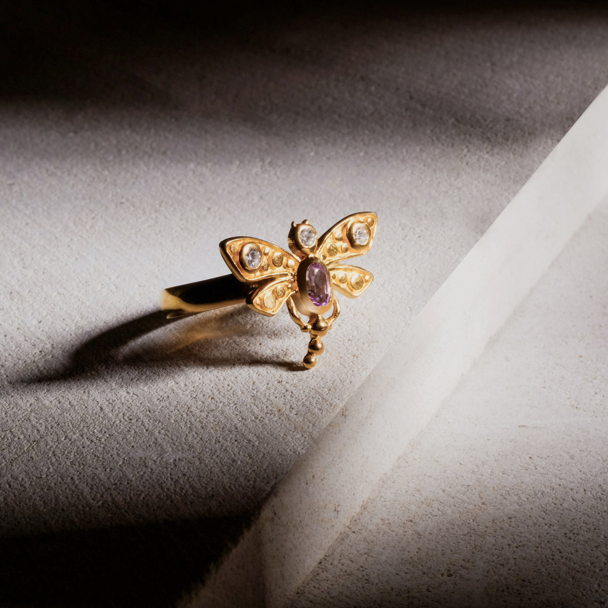 Gold-Plated Dragonfly Collection Ring Sterling Silver 925