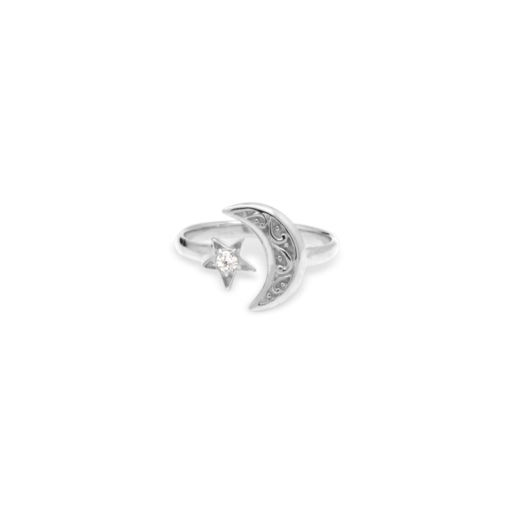 Celestial Moon Star Collection Silver Ring 925 Sterling Silver Single