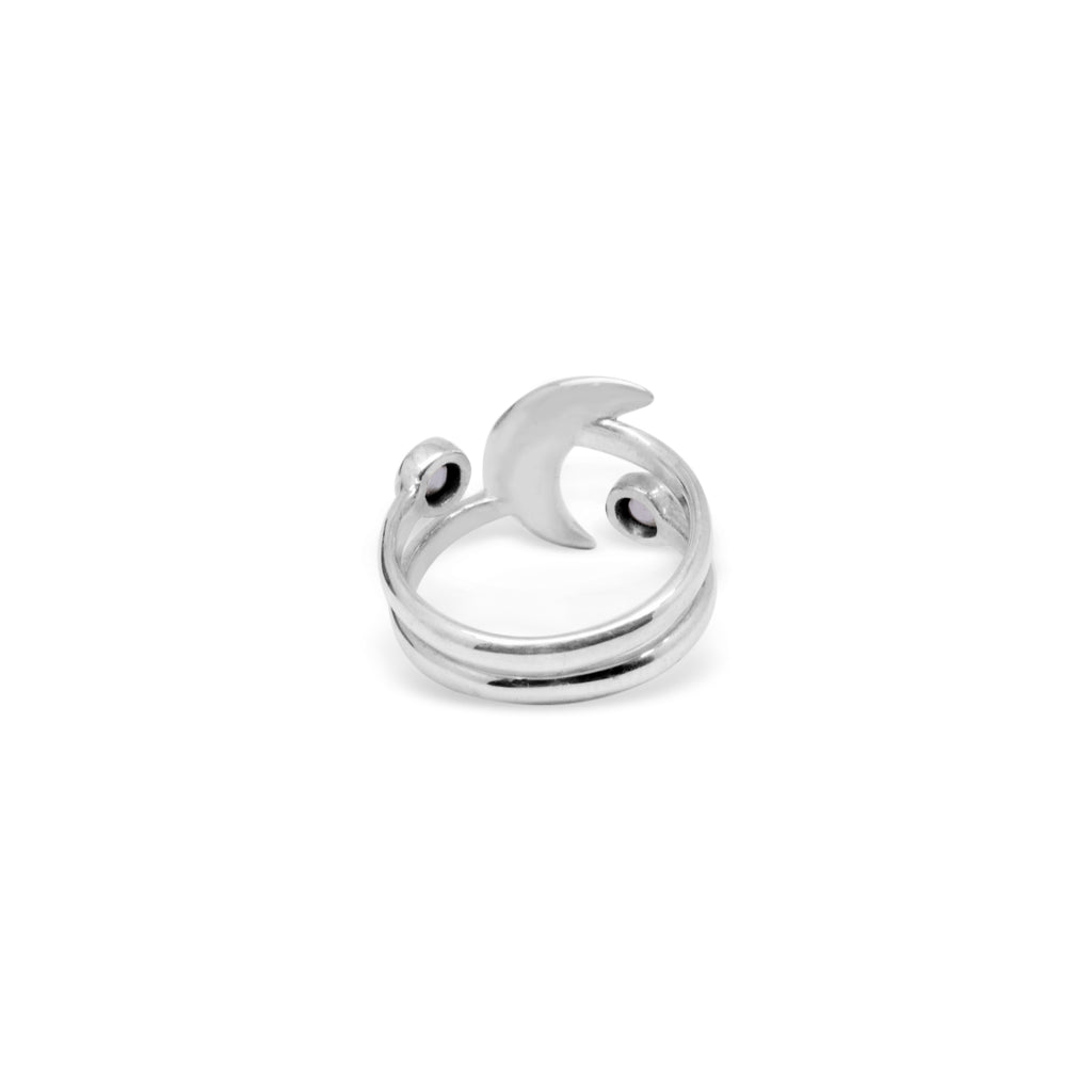 Celestial Collection Moon and Star Double Sterling Silver 925 Ring
