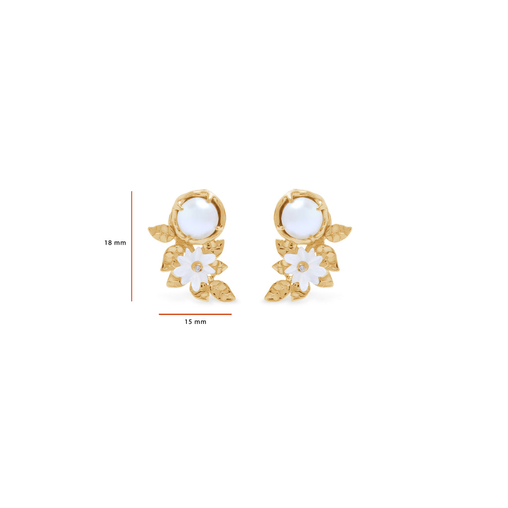Anting Earclimber Perak Koleksi Mutiara Melati Sterling Silver 925 Gold Plated