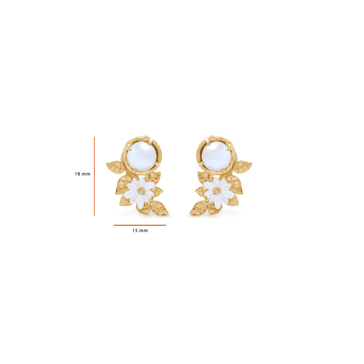 Anting Earclimber Perak Koleksi Mutiara Melati Sterling Silver 925 Gold Plated