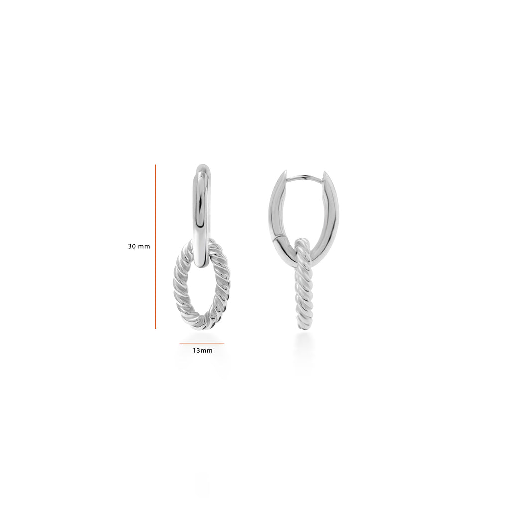 Huggie Chain Earrings Bable Curb Plain Cuban Collection 925 Sterling Silver