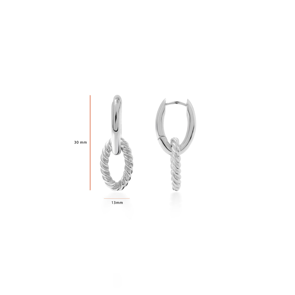 Huggie Chain Earrings Bable Curb Plain Cuban Collection 925 Sterling Silver