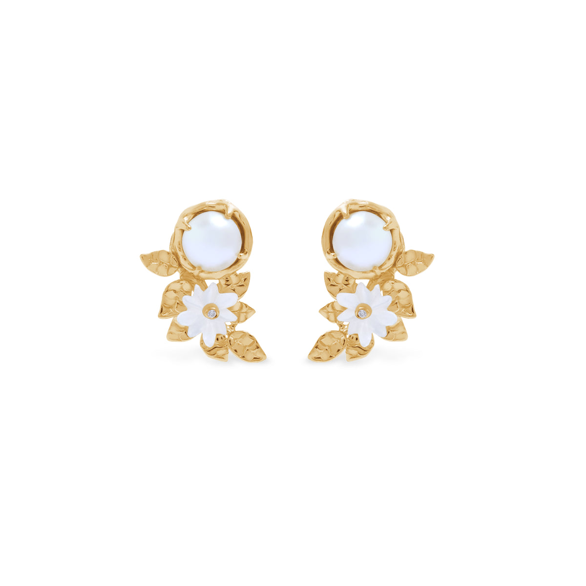 Anting Earclimber Perak Koleksi Mutiara Melati Sterling Silver 925 Gold Plated