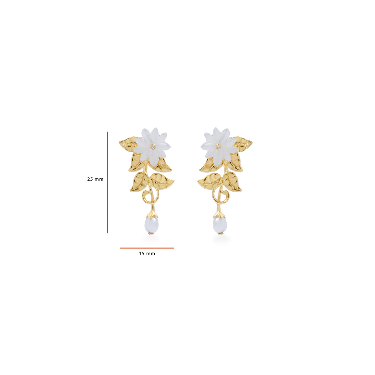 Melati Pearl Collection Duo Drop Earrings Sterling Silver 925 Gold Plated