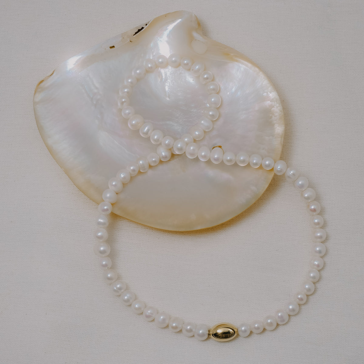 Classic Gold Plated Lumine Pearl Sterling Silver 925 Necklace