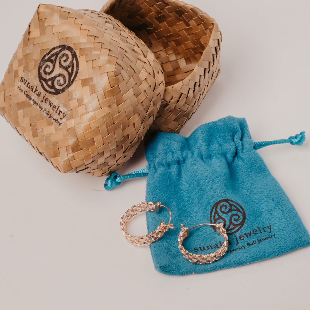 925 Silver Woven Rose Gold Plated Earrings Collection