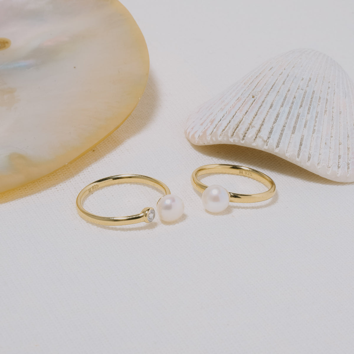 Lumine Pearl Sterling Silver 925 Round Gold Plated Ring