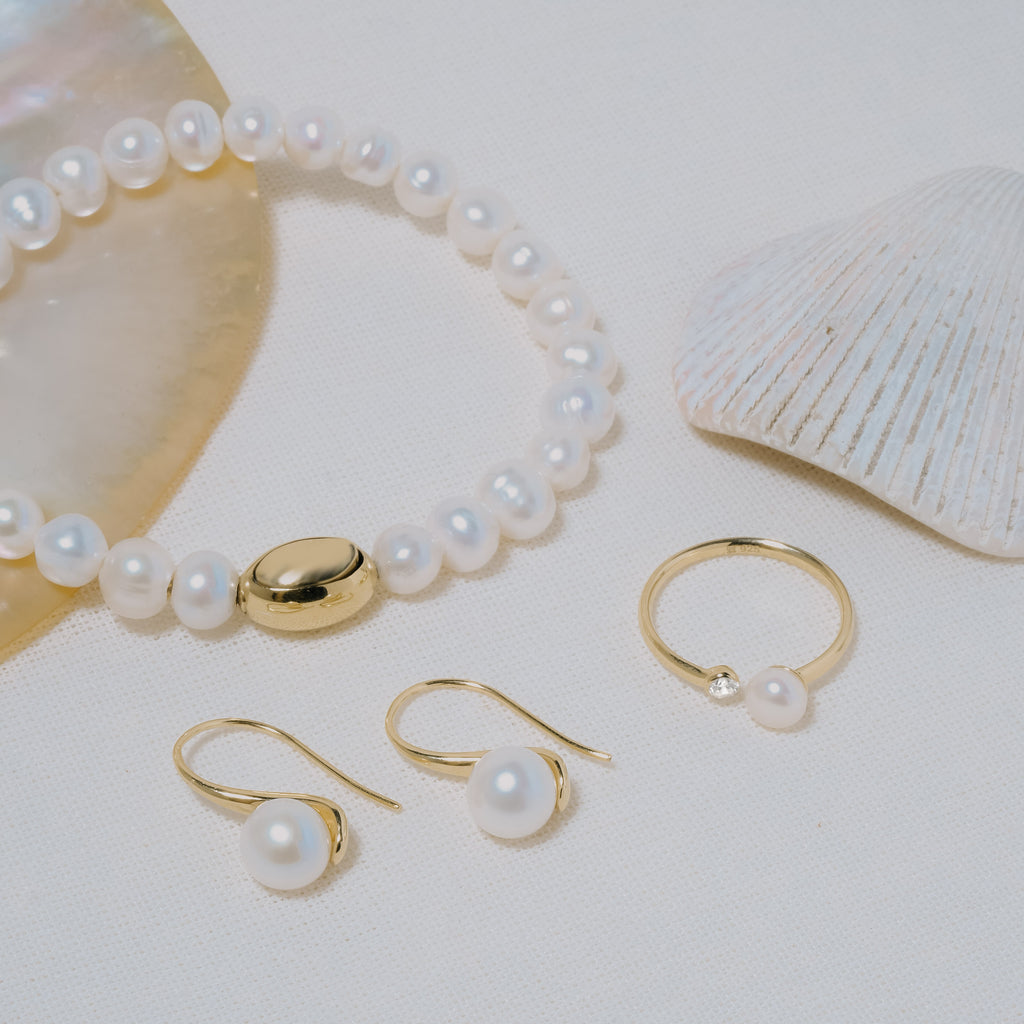 Lumine Pearl Sterling Silver 925 Classic Gold Plated Bracelet