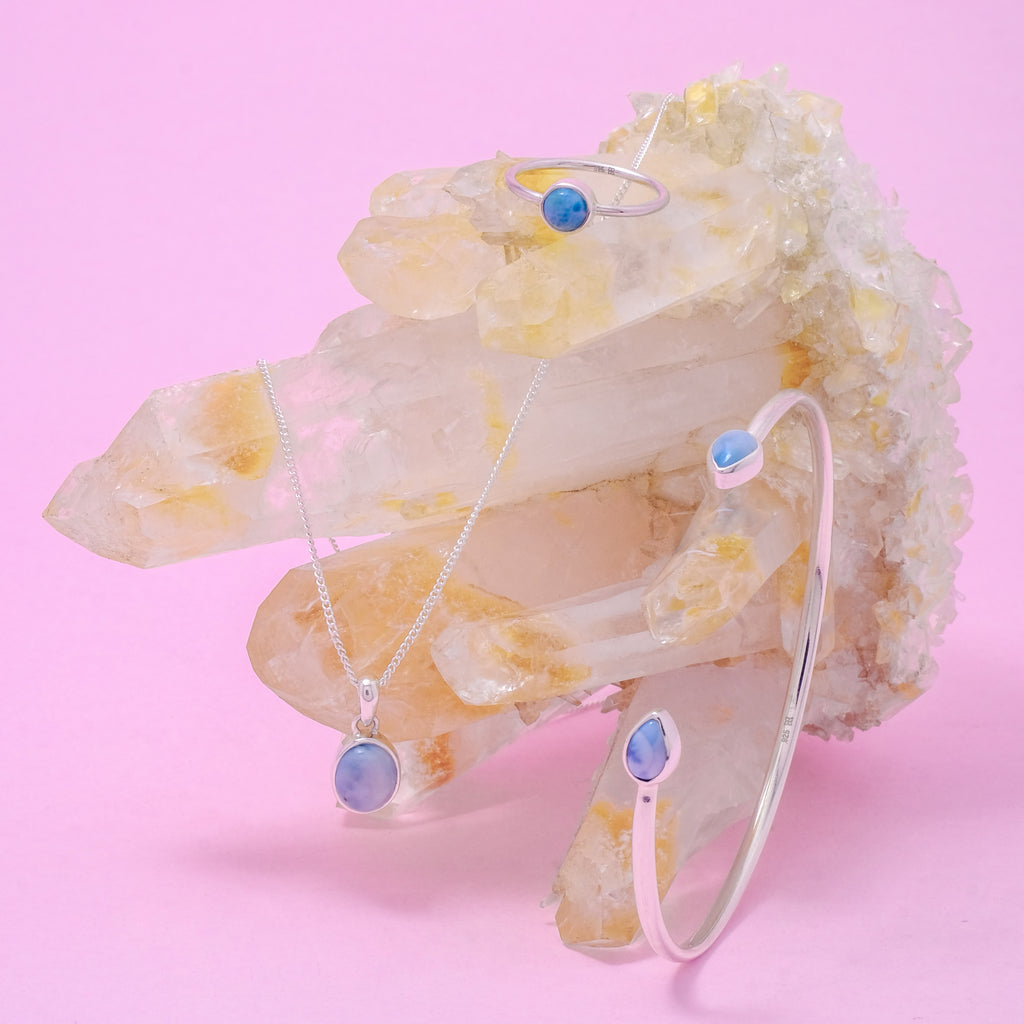 Larimar Sterling Silver 925 Teardrop Bangle Bracelet