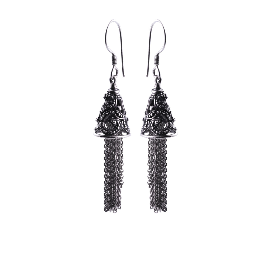 925 Sterling Silver Sea Wave Collection Drop Chain Earrings