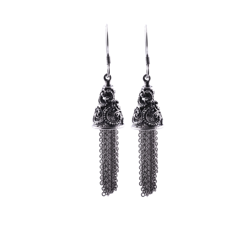 925 Sterling Silver Sea Wave Collection Drop Chain Earrings