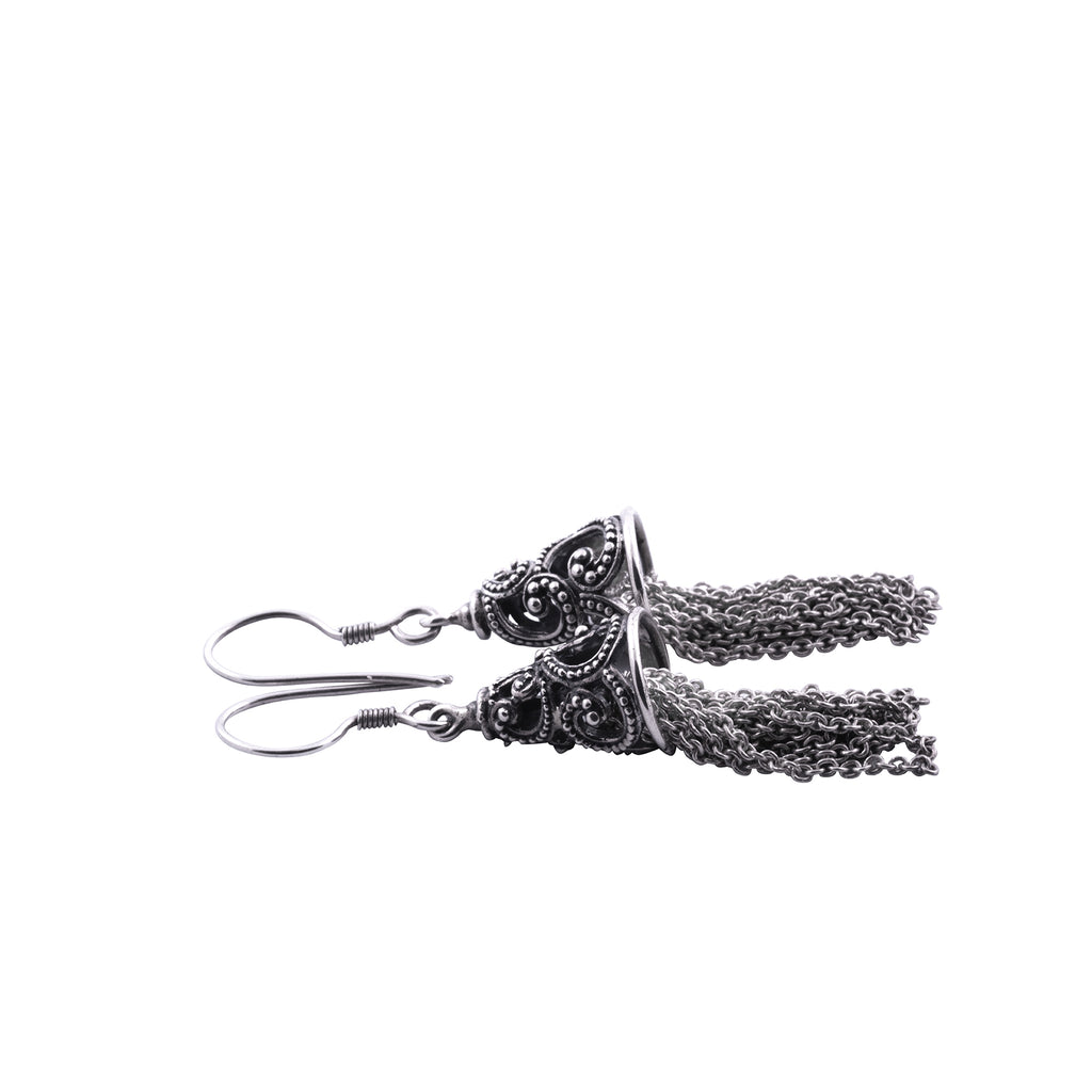 925 Sterling Silver Sea Wave Collection Drop Chain Earrings