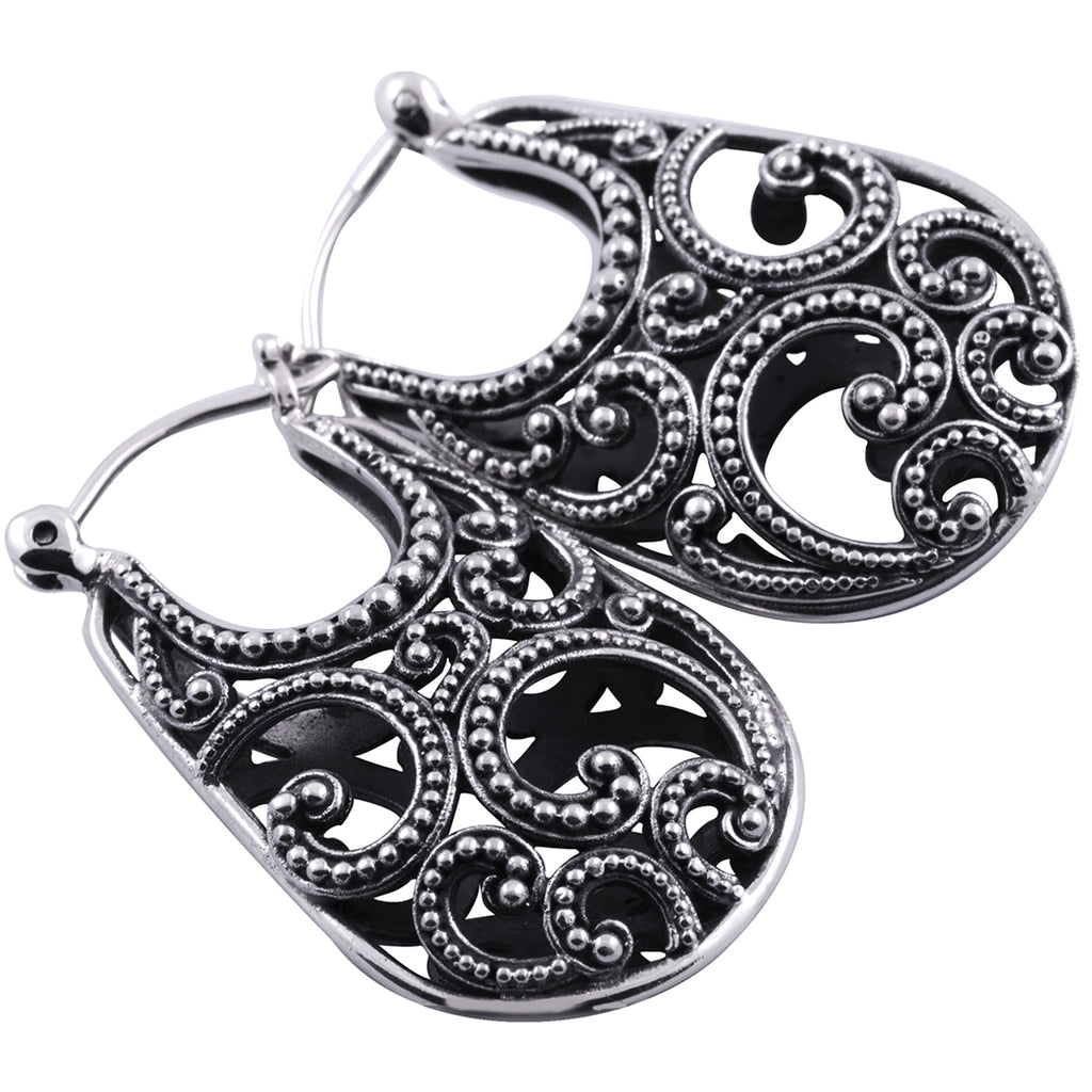 Anting Hoop Perak 925 Koleksi Ombak Segara Balinese Sterling Silver