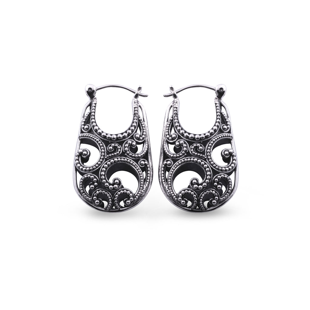 Anting Hoop Perak 925 Koleksi Ombak Segara Balinese Sterling Silver
