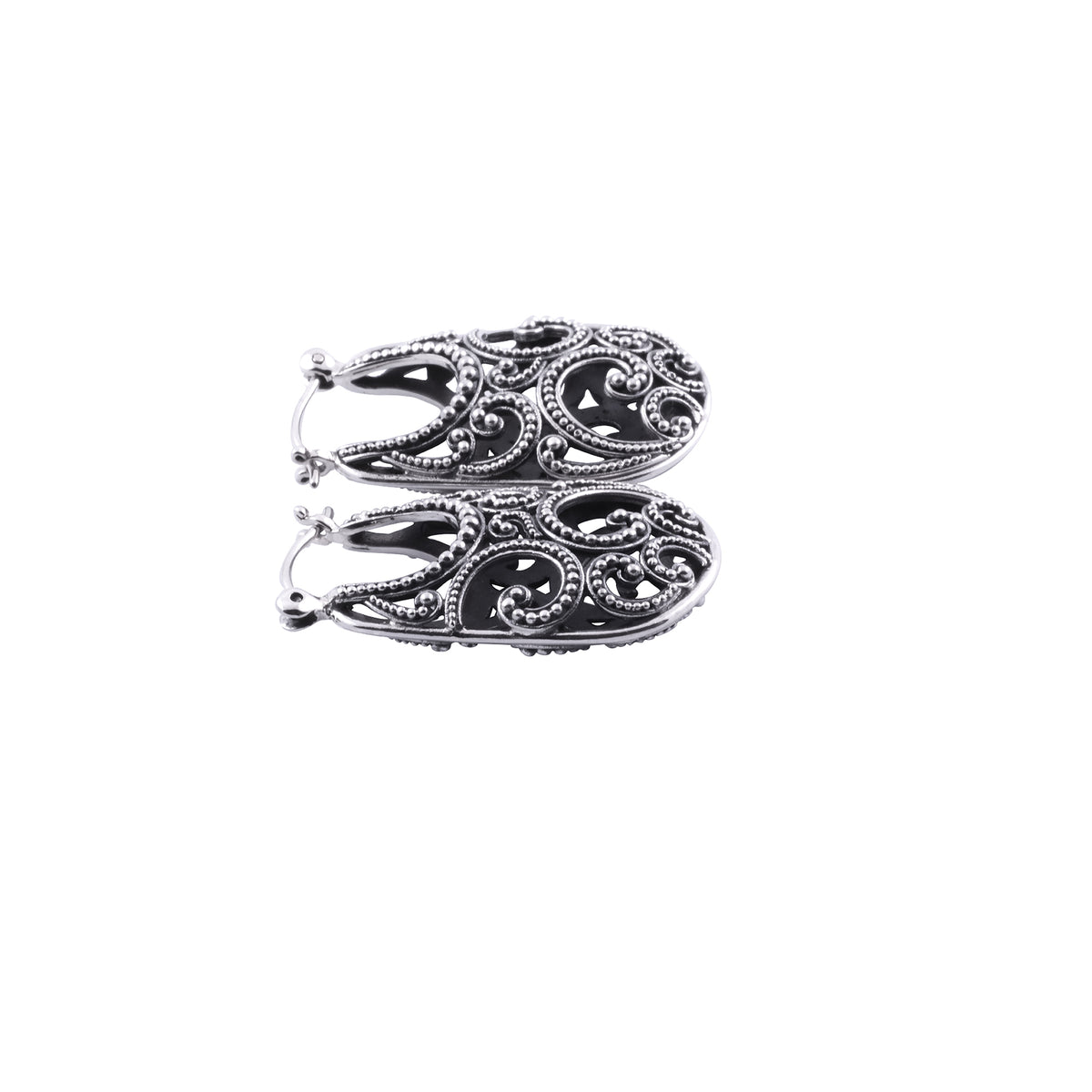 925 Silver Hoop Earrings Ombak Segara Collection Balinese Sterling Silver