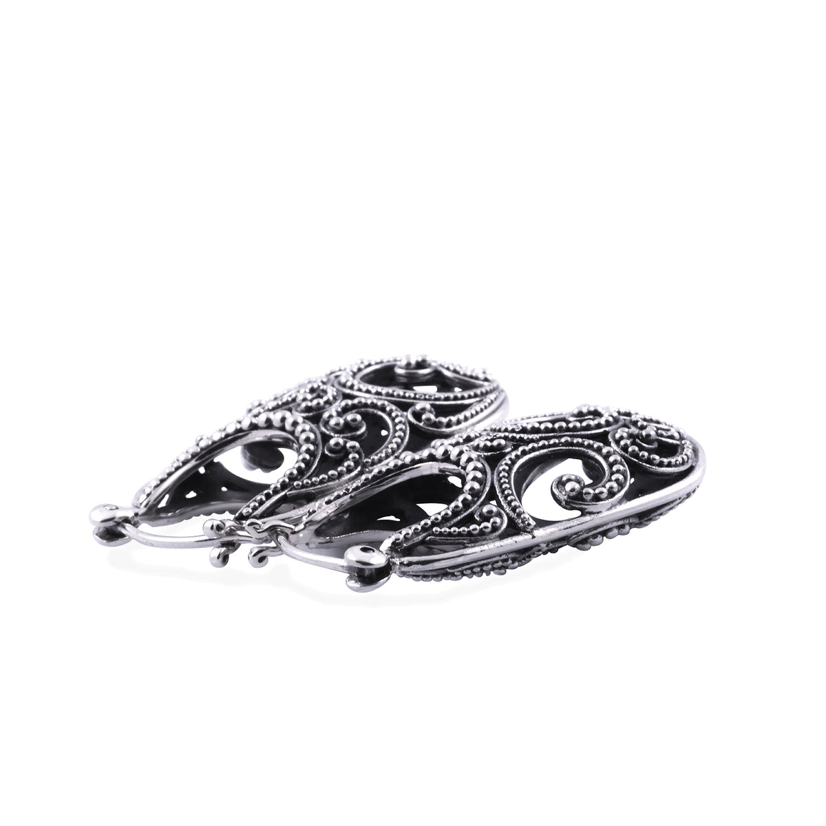 925 Silver Hoop Earrings Ombak Segara Collection Balinese Sterling Silver
