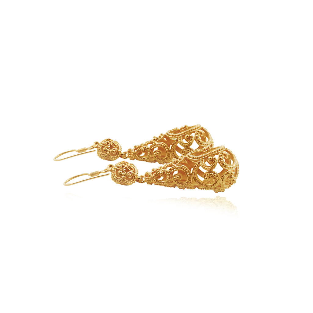 Anting Drop Oval Perak 925 Koleksi Ombak Segara Sterling Silver