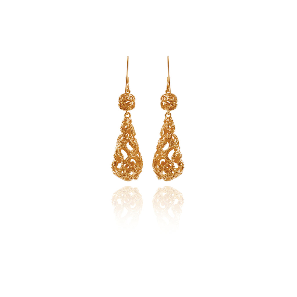 Anting Drop Oval Perak 925 Koleksi Ombak Segara Sterling Silver