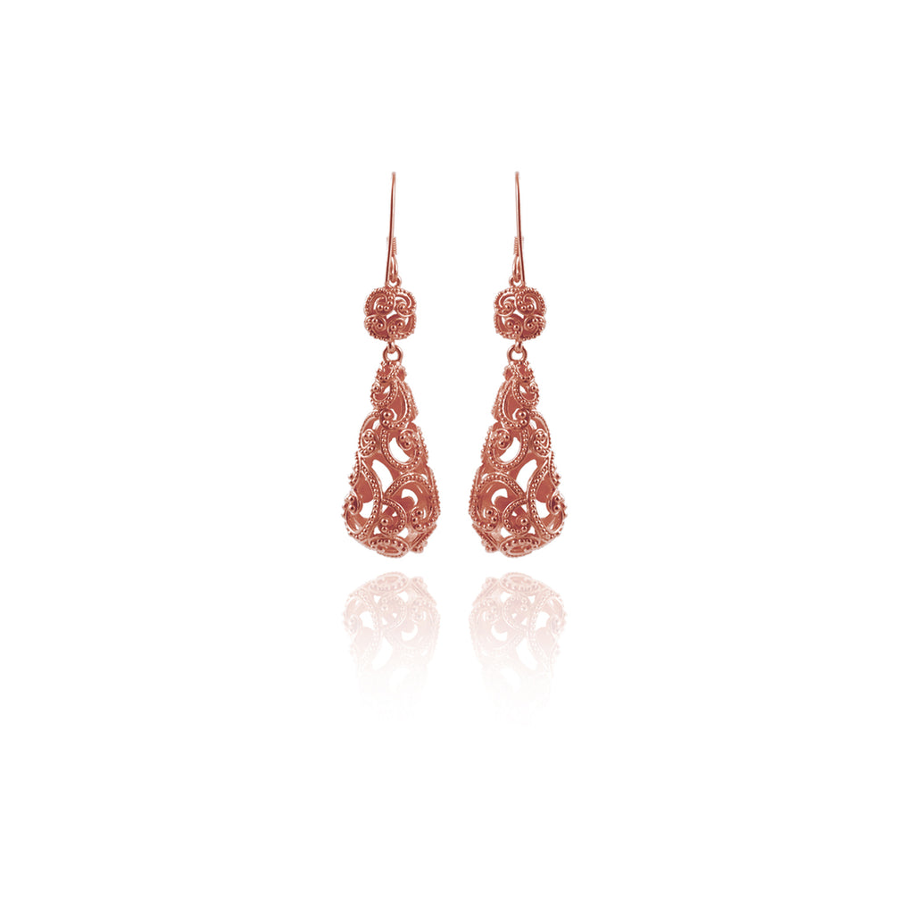 Anting Drop Oval Perak 925 Koleksi Ombak Segara Sterling Silver